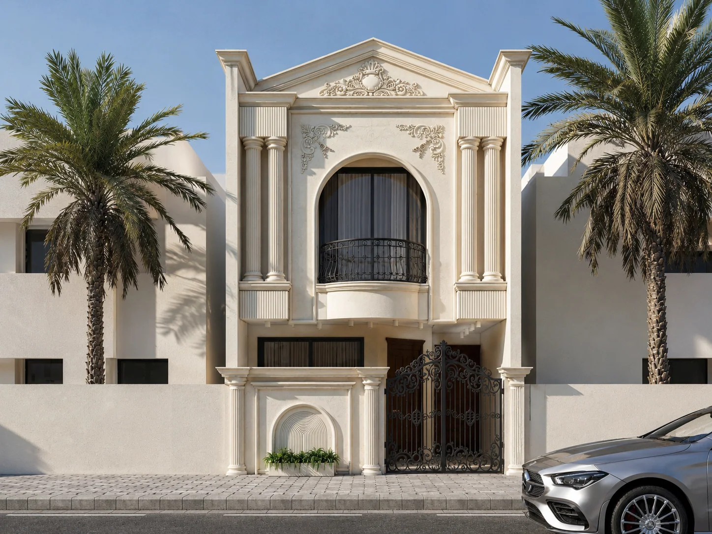 The facade by day