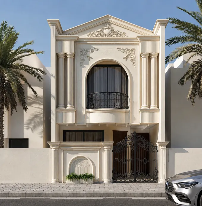 The facade by day