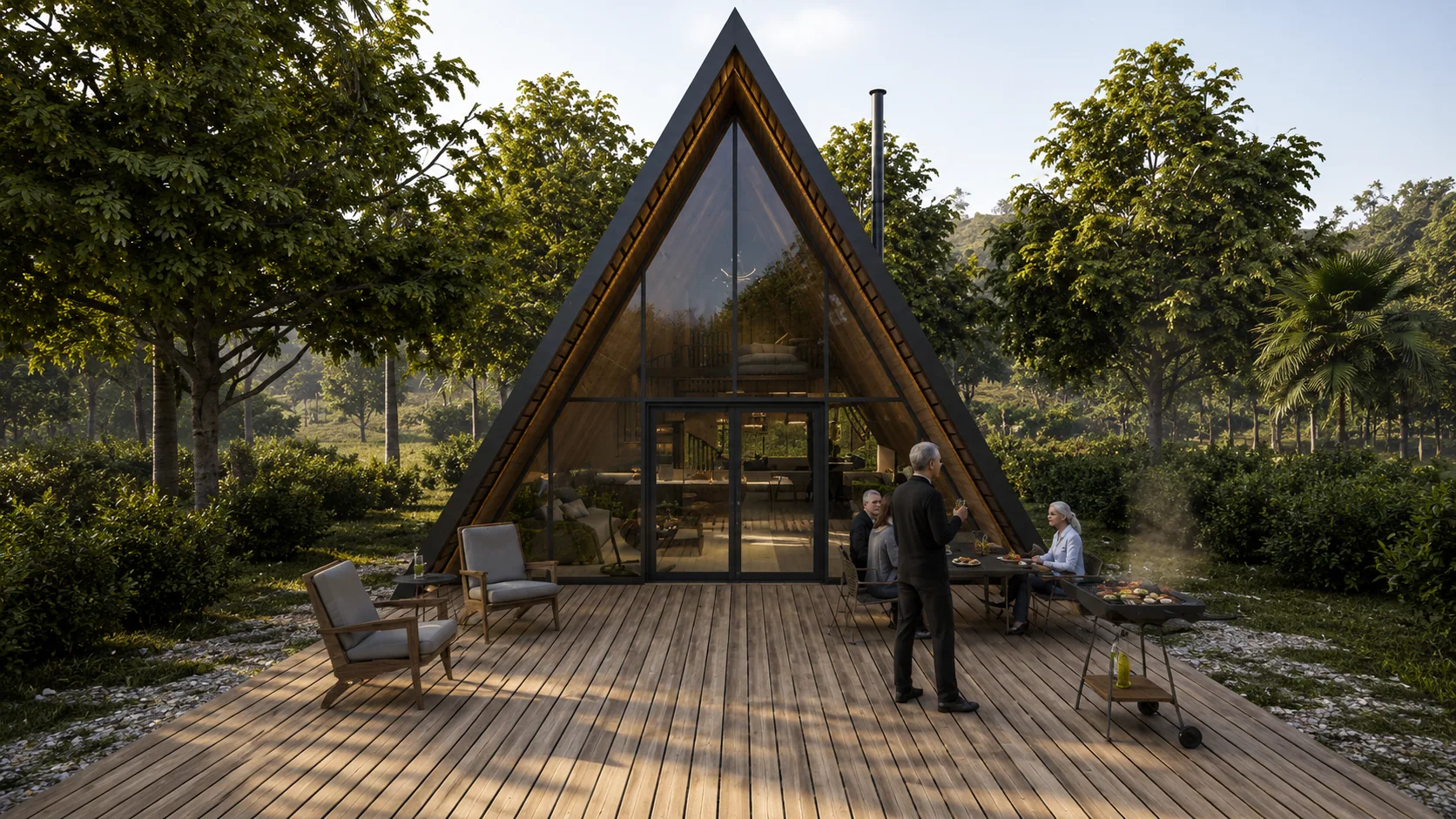 The timber deck and fire pit