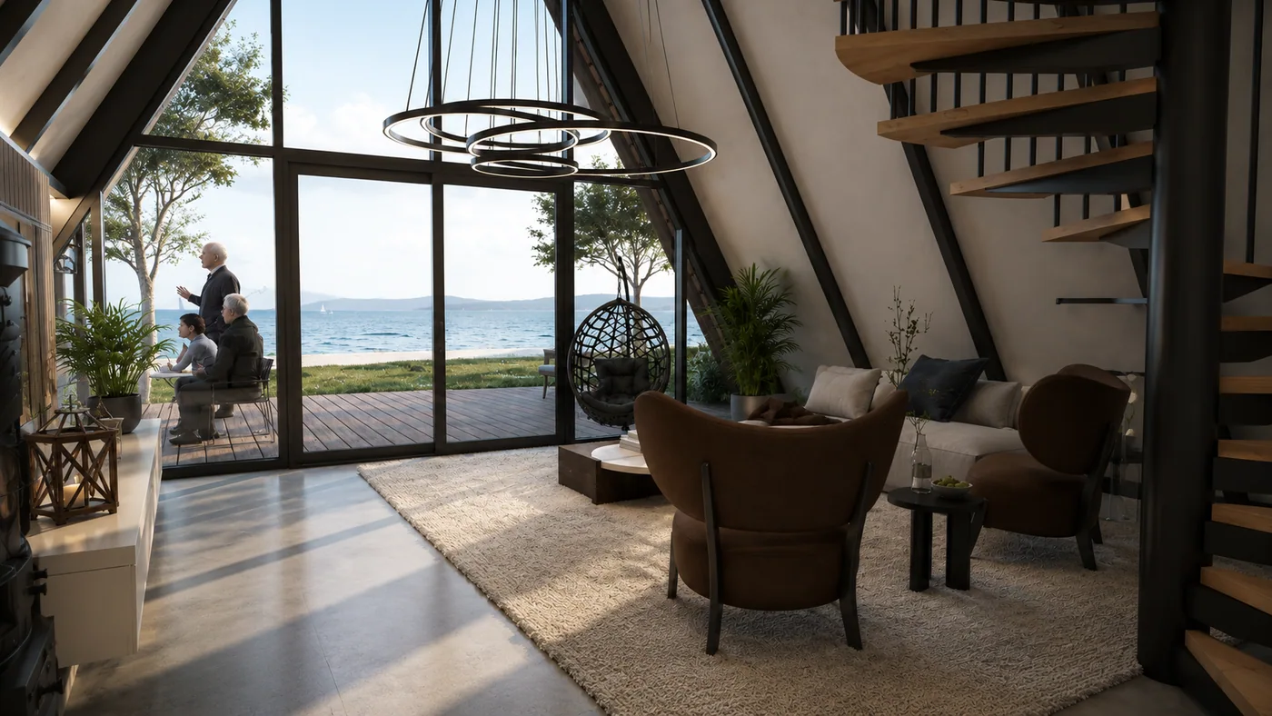 The lounge and stair