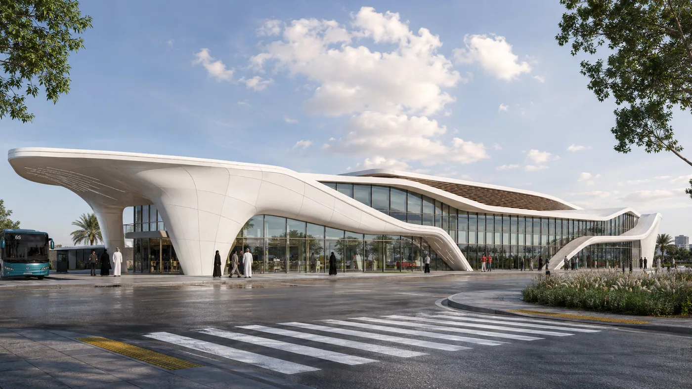 Khalifa City Bus Station, modern option exterior 2