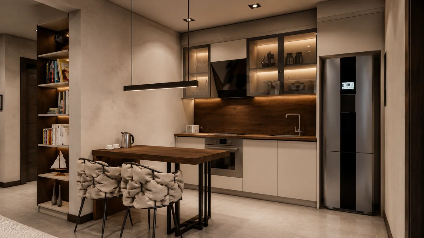 The kitchen and breakfast bar
