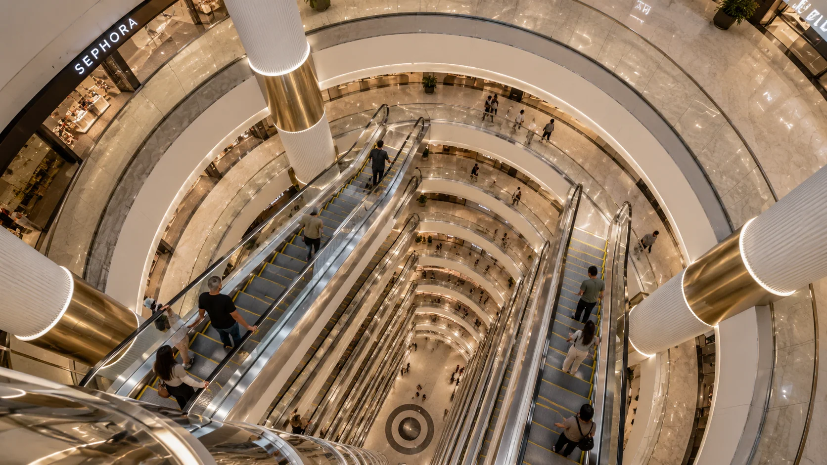 The atrium void and glazed lifts