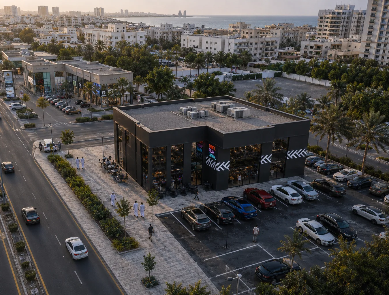Aerial view and parking