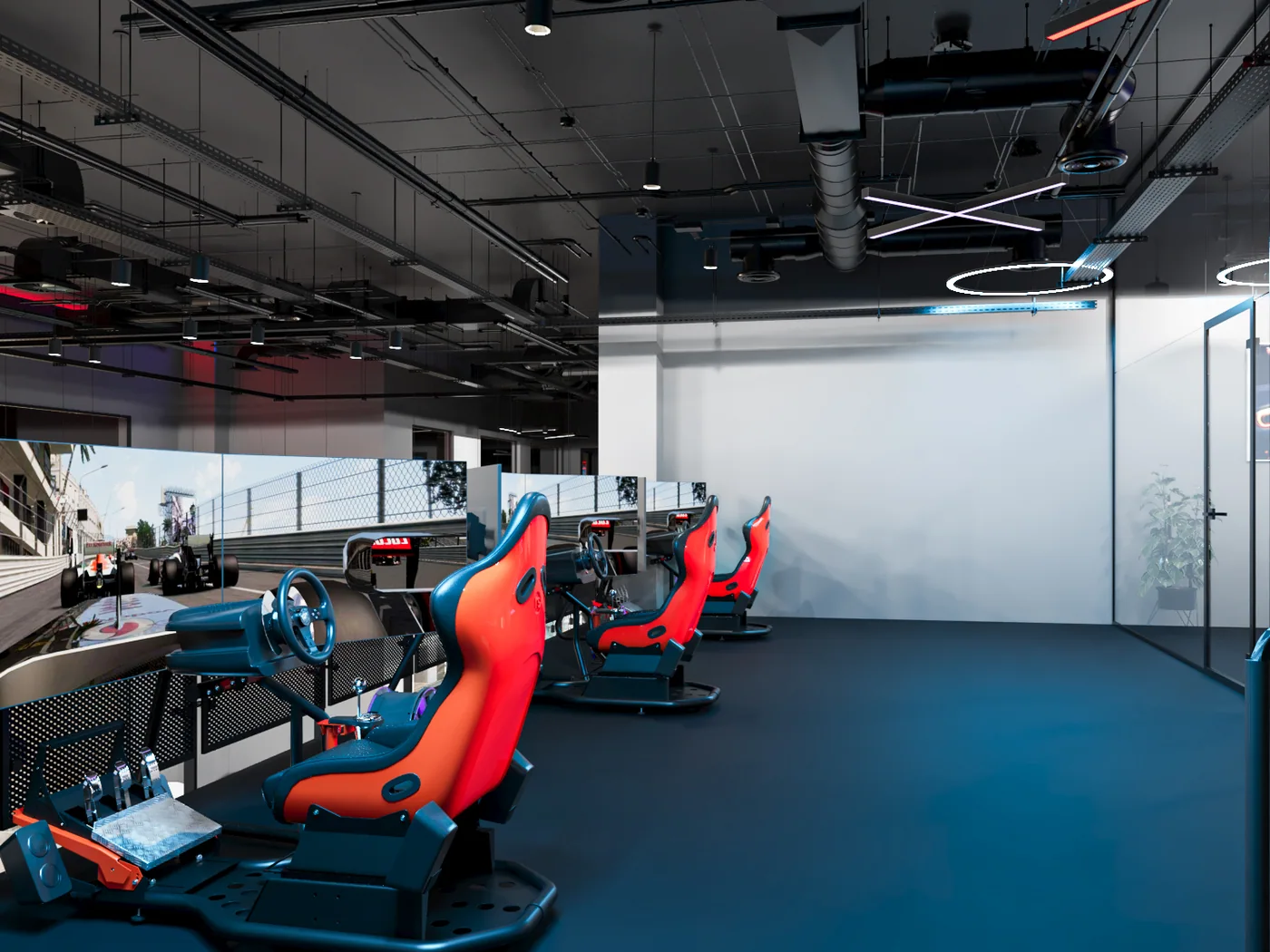 Racing rigs on the upper level