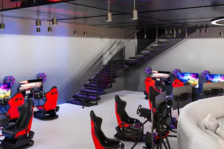 Racing simulator bays