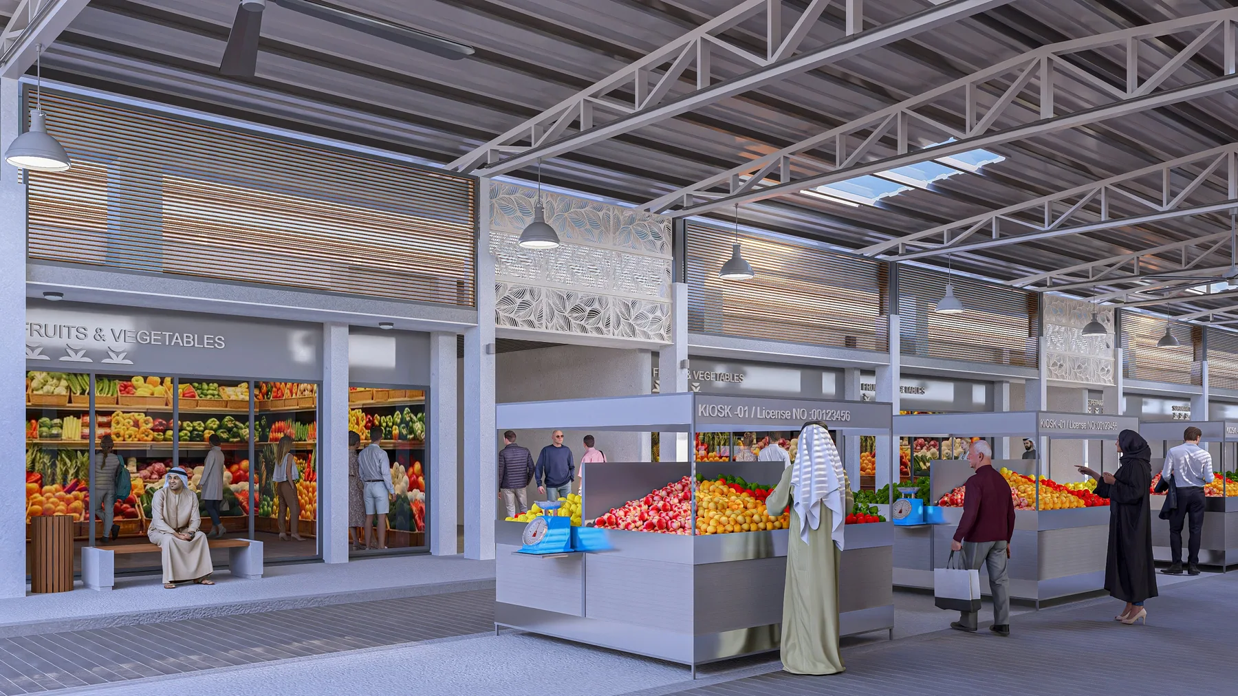 Fruit and vegetable market, before