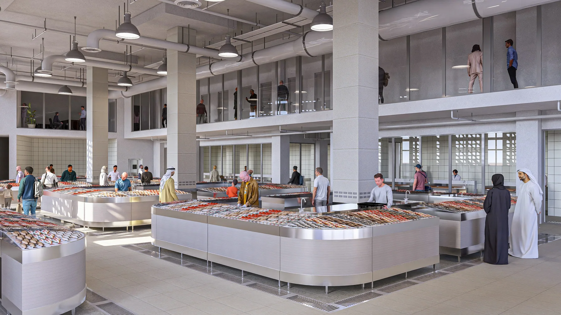 Fish market interior, before