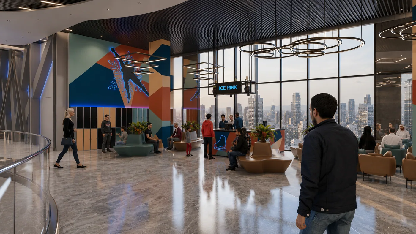 The lounge toward the city view