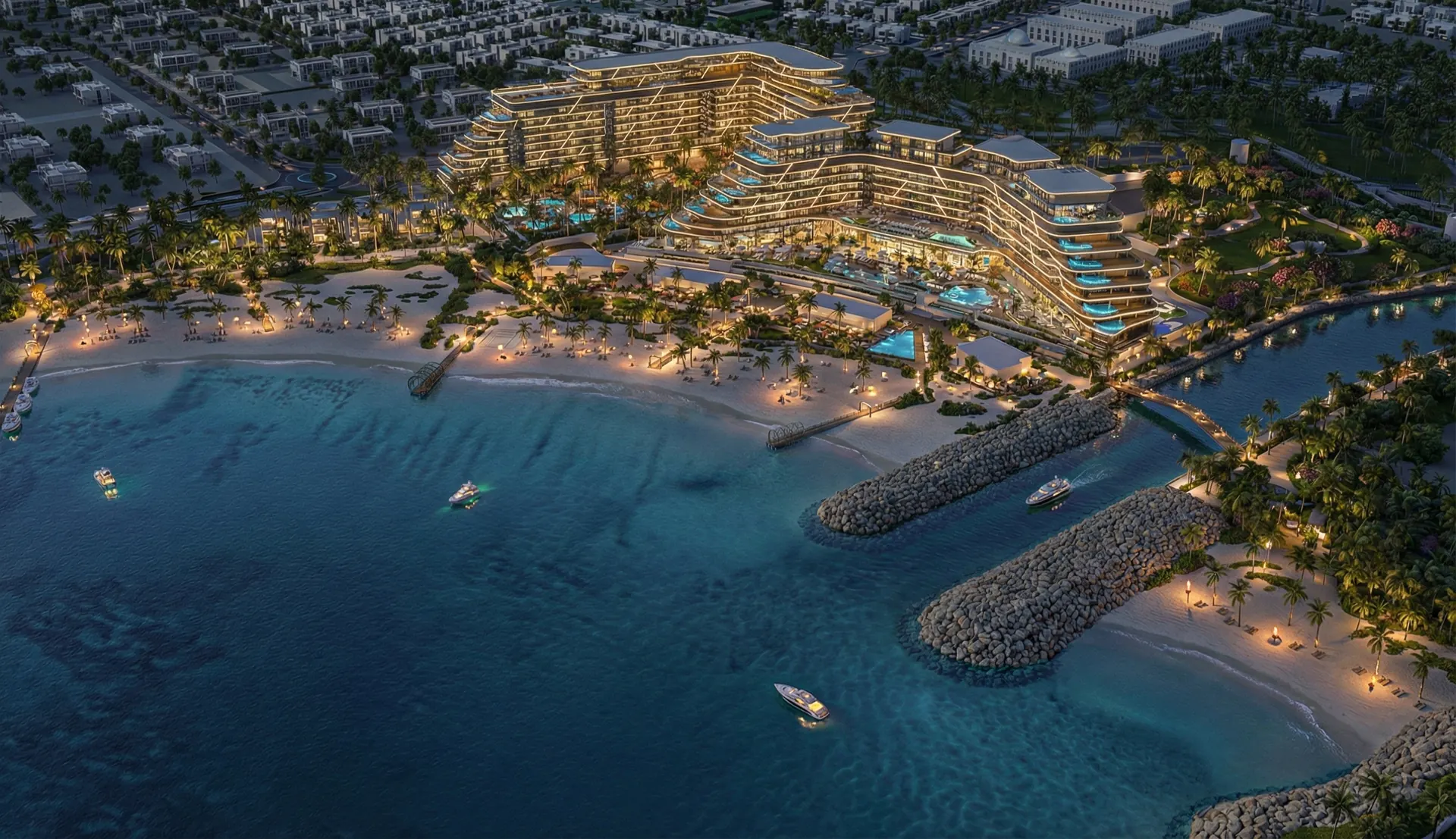 Jacob & Co. Beachfront Residences — aerial view at night