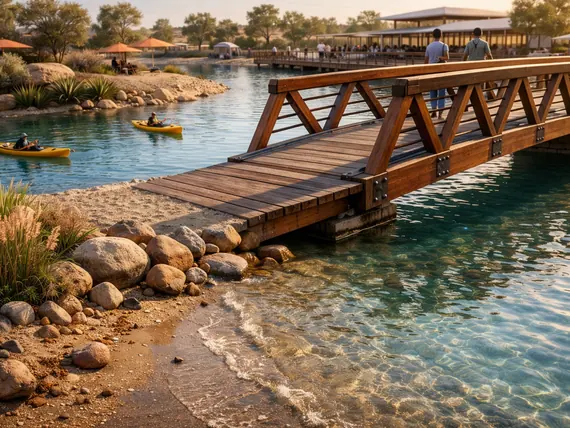 Timber bridge over the water
