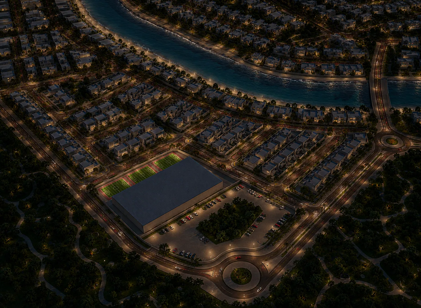 Night view along the landscape spine