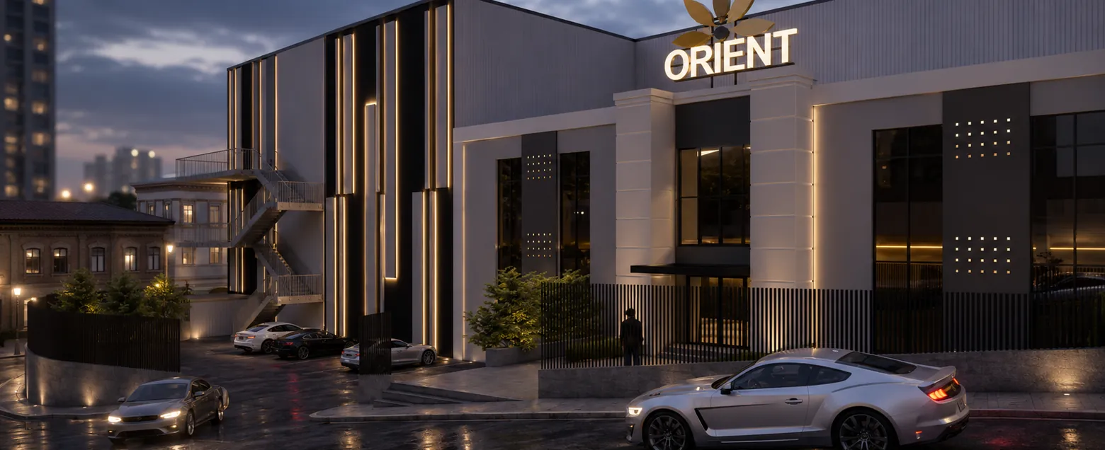 Illuminated facade at night