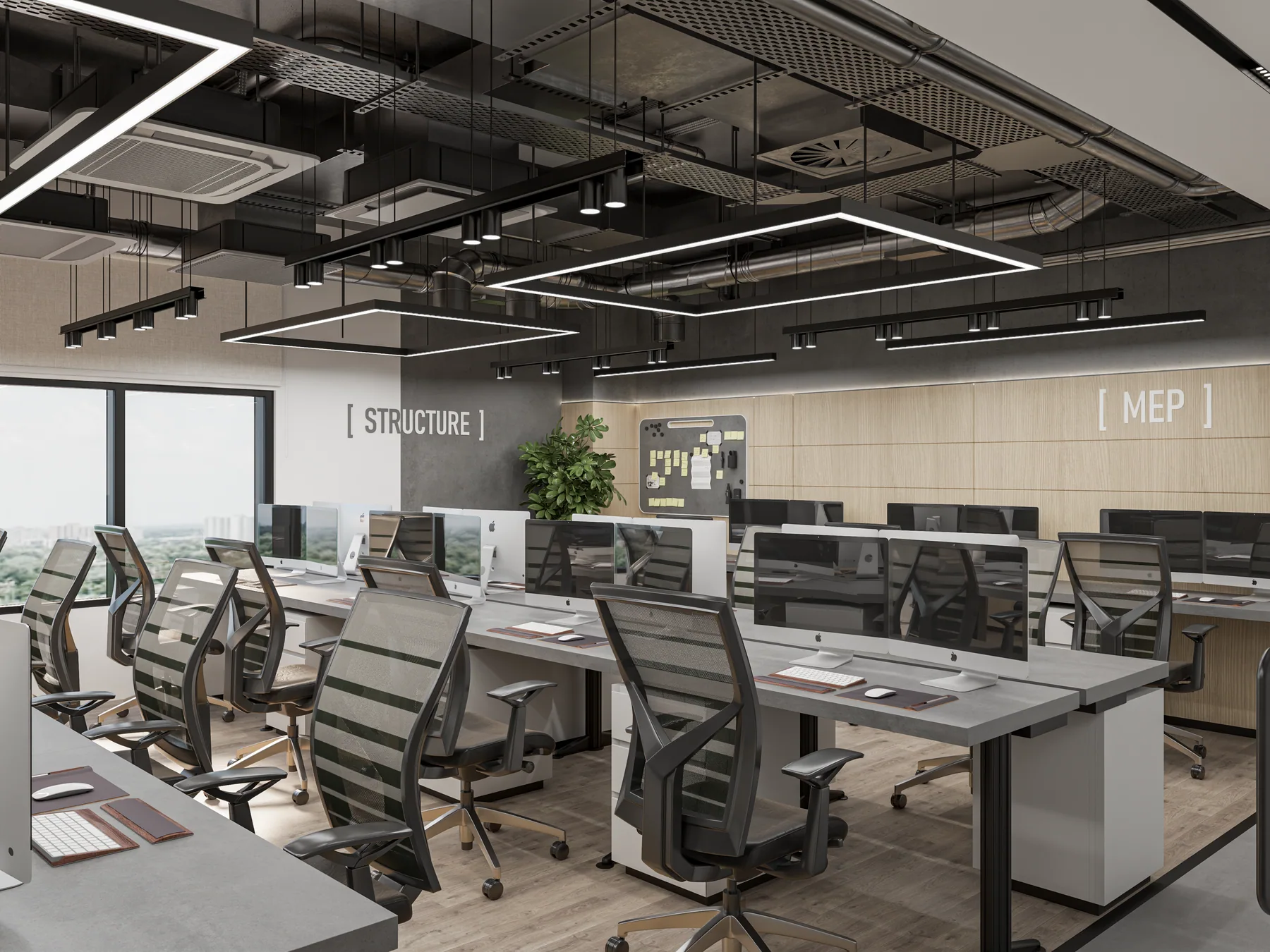 The studio under the linear light