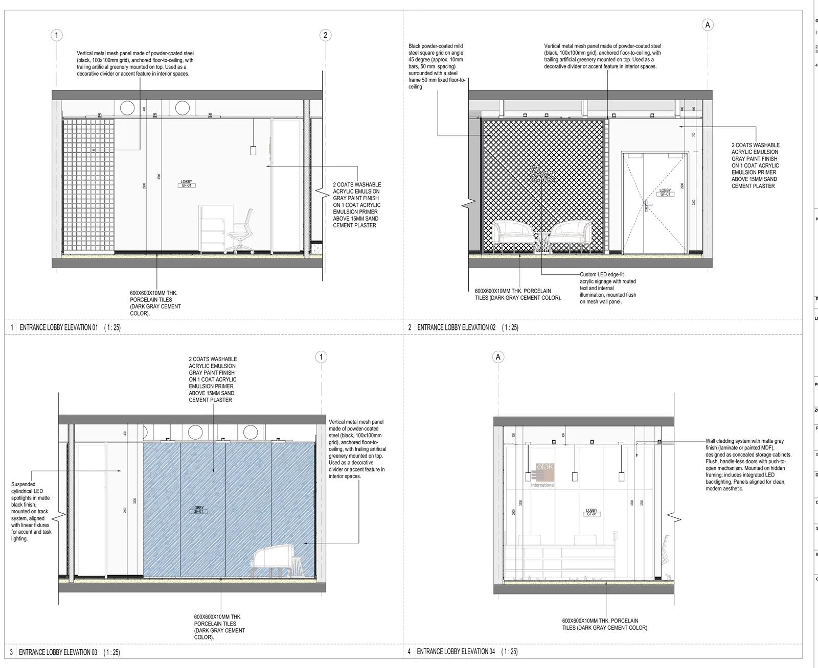 Entrance Lobby Elevations