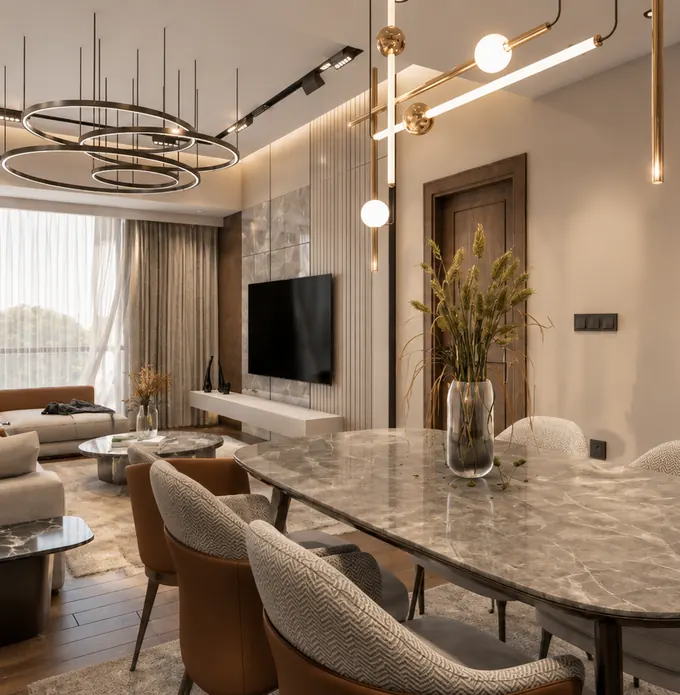 Dining area and kitchen