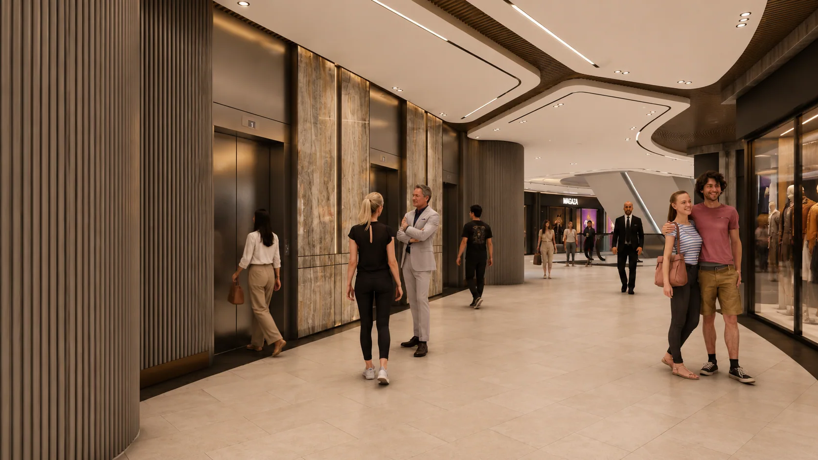 Shopfront and mall floor