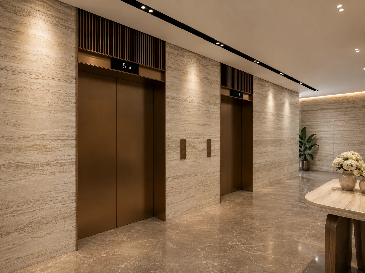 The lift lobby at the upper level