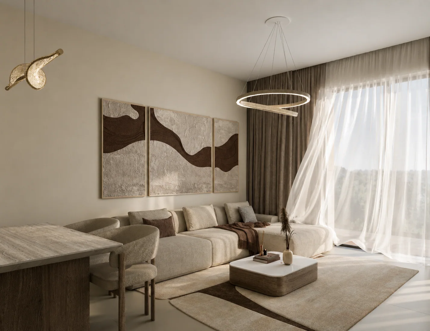 The living room toward the balcony