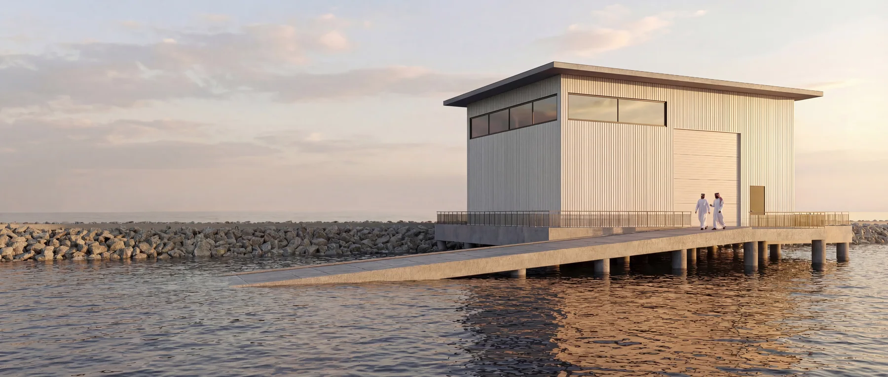 The club deck over the water