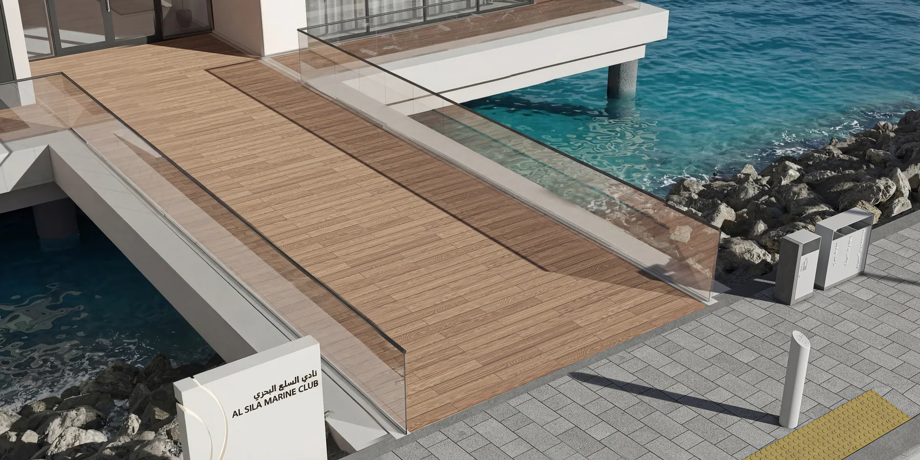 The pool deck and gangway