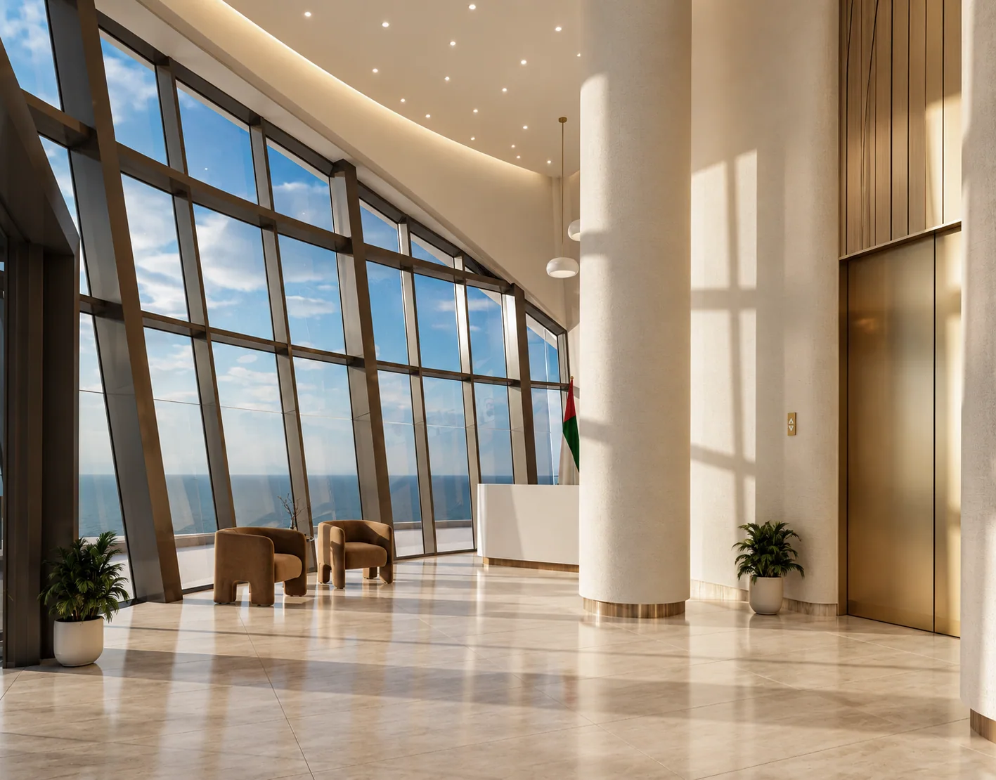 The lobby toward the sea