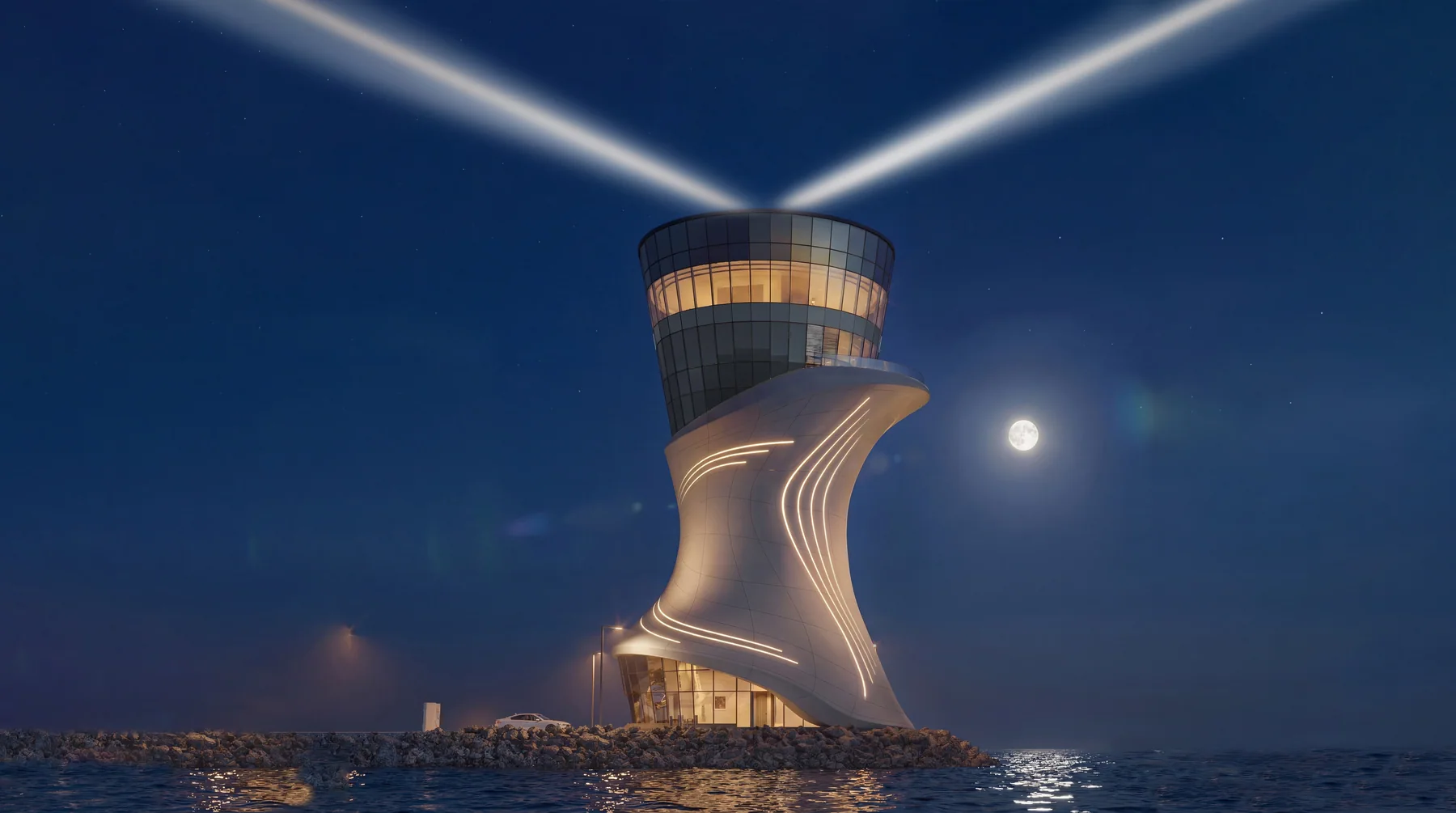 The tower under the moon