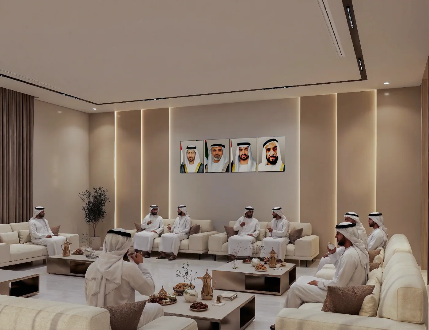 Marine club interior — majlis night mood