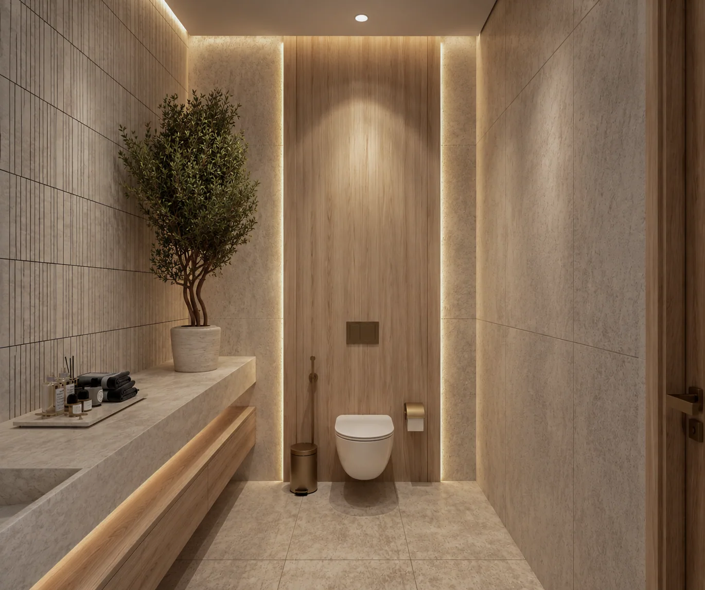 Washroom stone lining