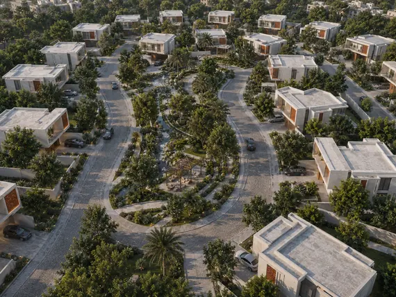 Wider aerial of the development