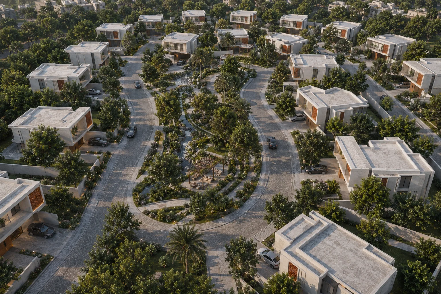 Aerial view of the development