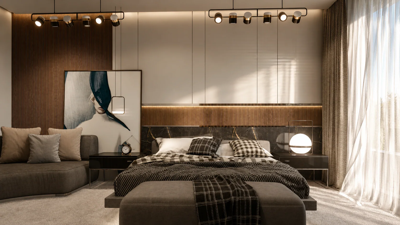 The suite and headboard wall